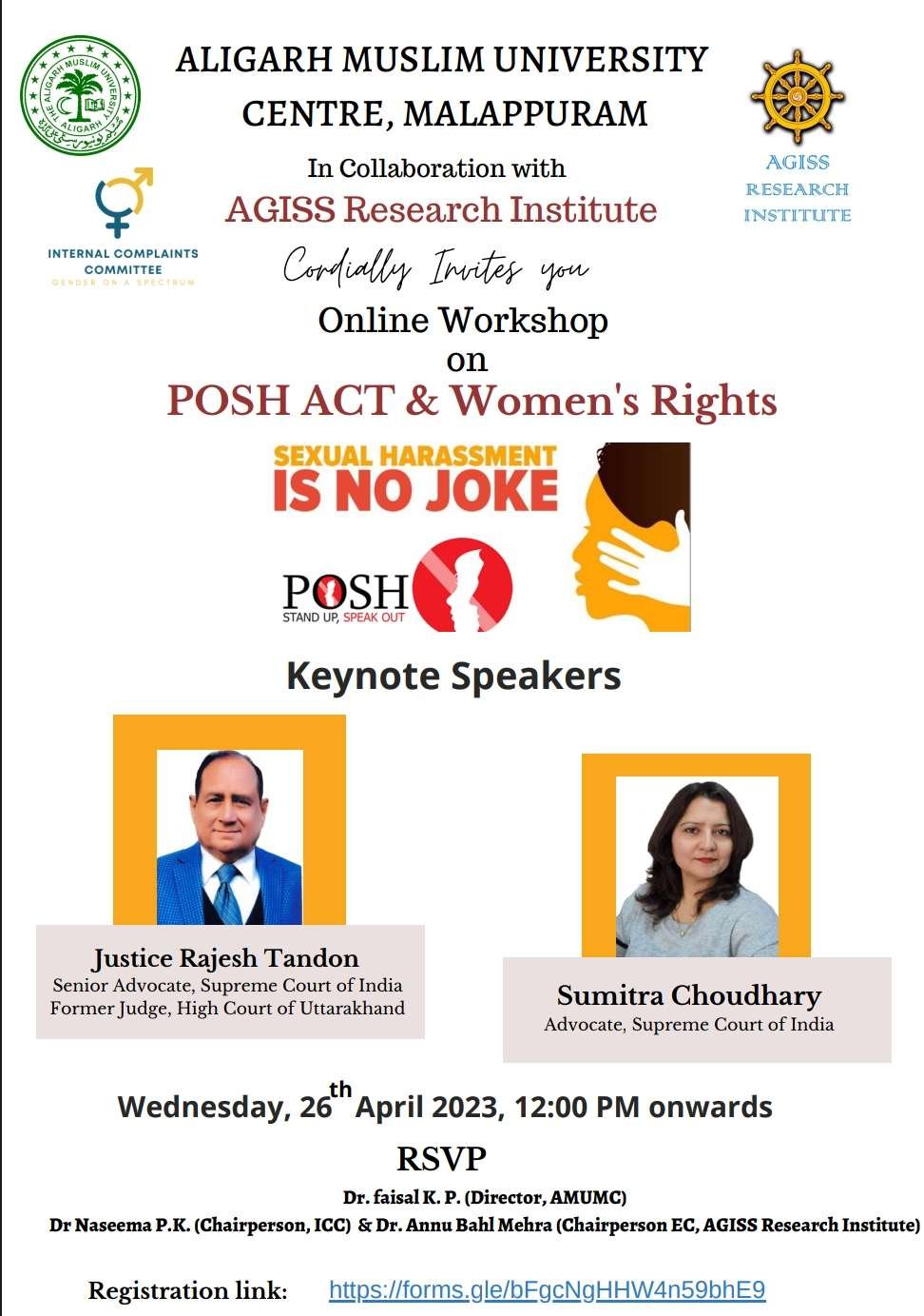 Online Workshop On POSH Act & Women’s Rights By Aligarh Muslim ...