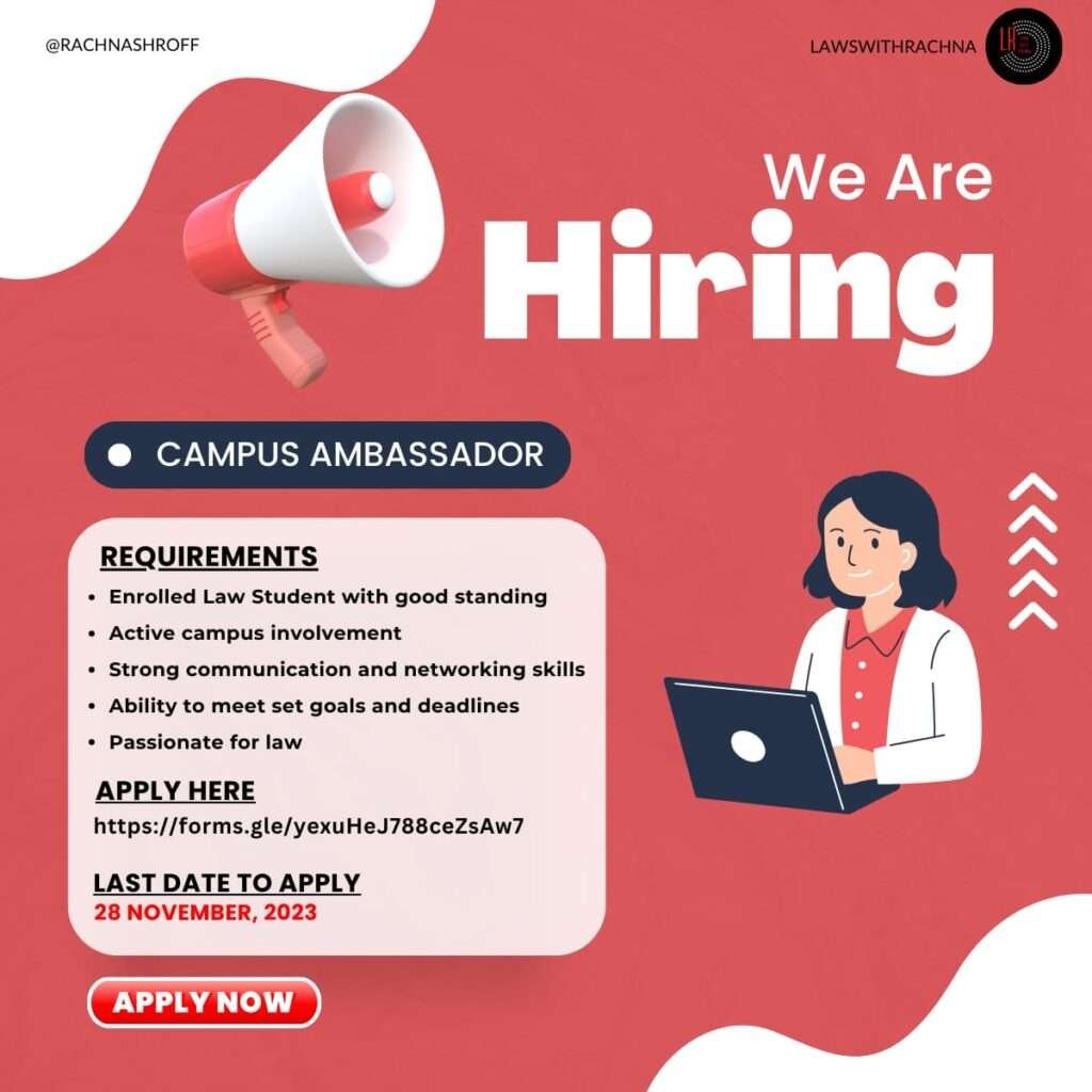 Campus Ambassador Internship at LawswithRachna [1 Month, Virtual ...