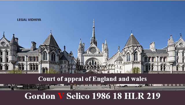 GORDON V SELICO 1986 18 HLR 219