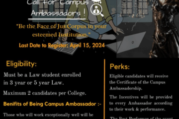 Call for Campus Ambassadors by Jus Corpus [2 Month; Virtual]: Apply by Apr 15