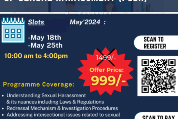 ONE-DAY POSH Certification Program on Prevention of Sexual Harassment (POSH): Enrol by May 15th, 2024