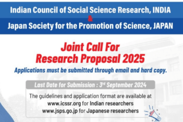 Call for Research Proposals FY 2025: Indian Council of Social Science Research & Japan Society for the Promotion of Science: Submit by Sept 3