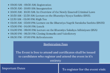 One-day workshop on the New Criminal Laws on September 14, 2024 at NUJS, Kolkata.