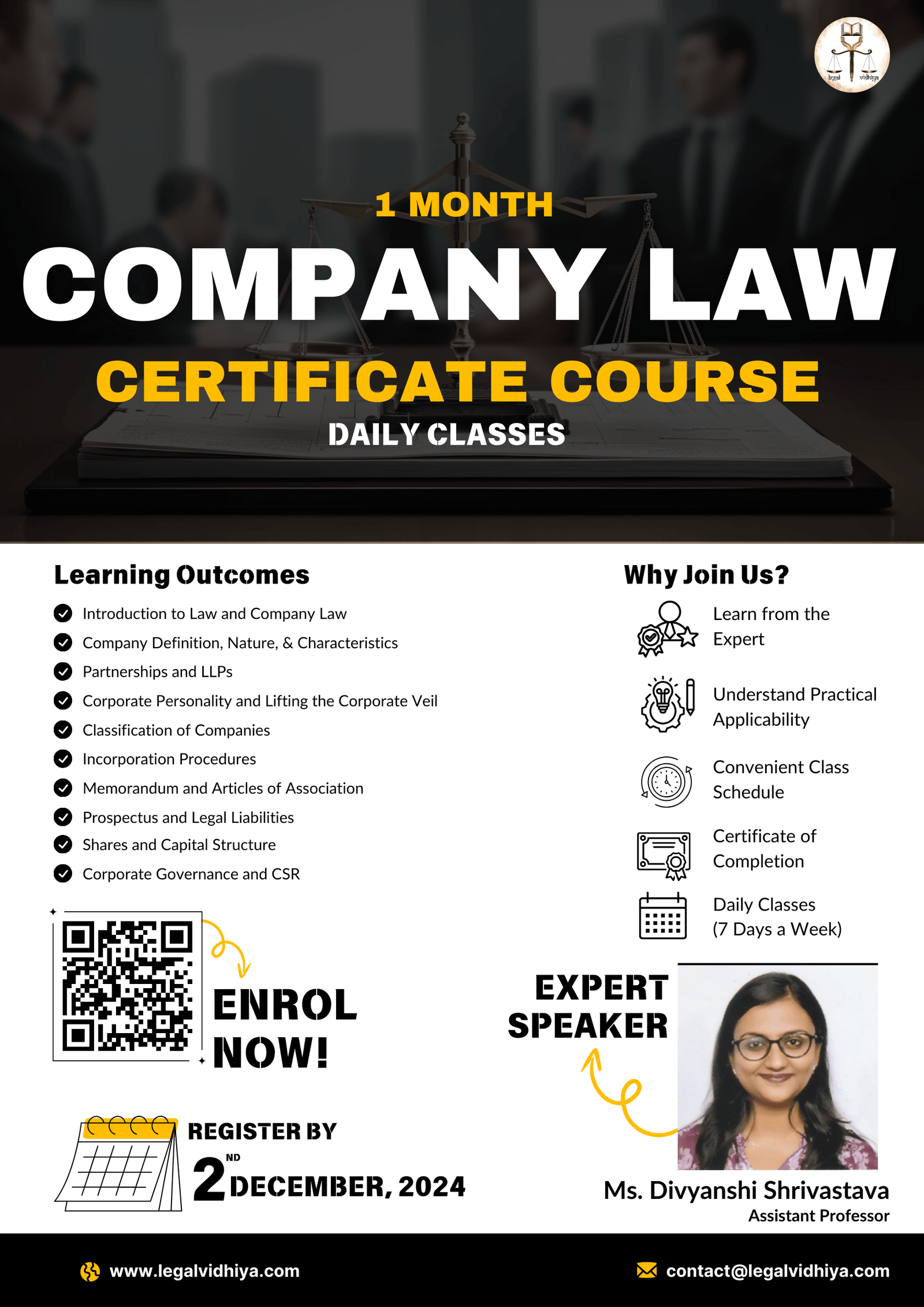 1 Month Certificate Course on Company Law Register by 2 December 1 Month Certificate Course on Company Law Register by 2 December