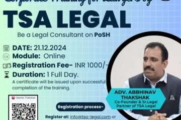 Corporate Training for Lawyers by TSA Legal. Be a Legal Consultant on PoSH