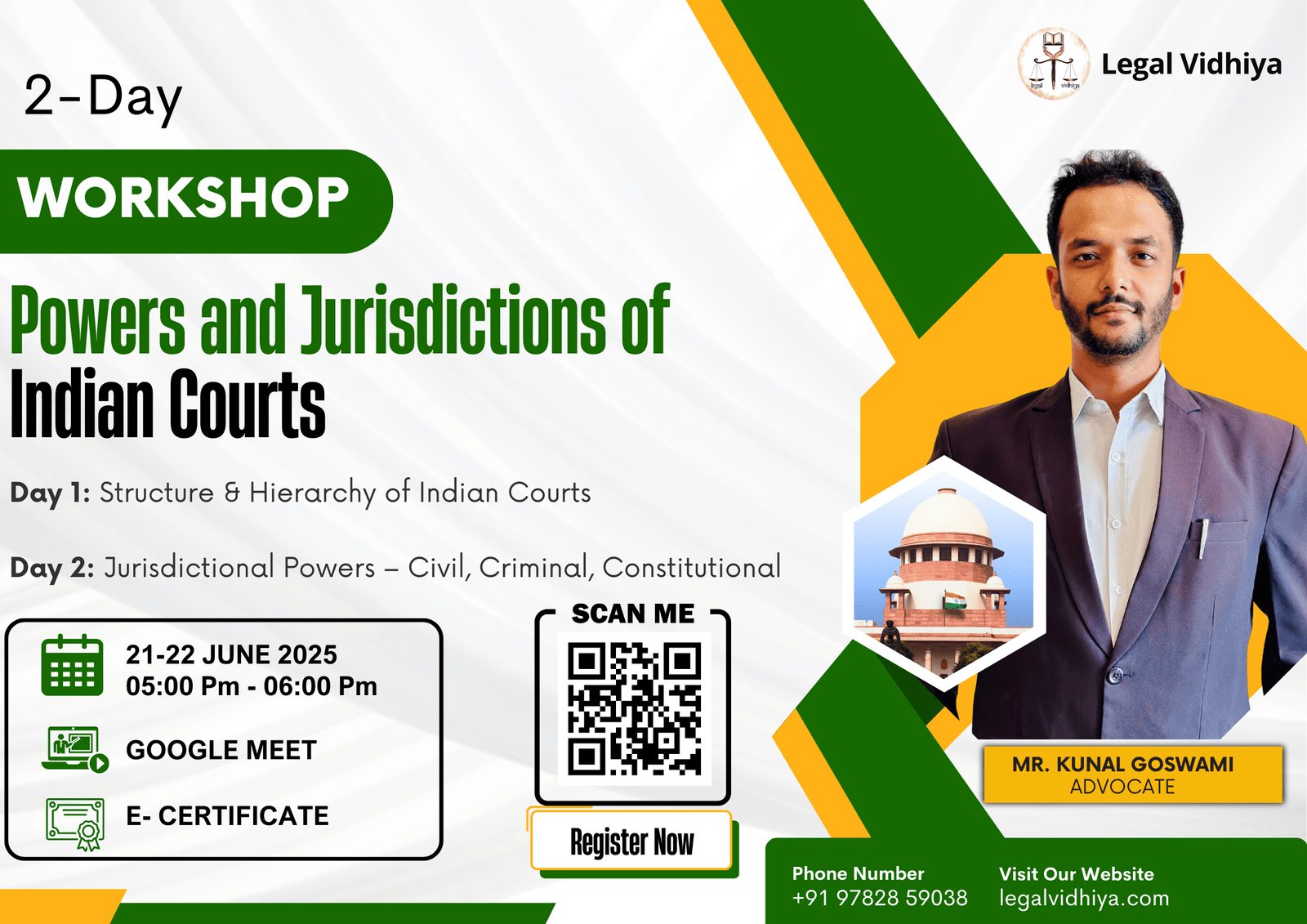 2-Day Workshop on Powers and Jurisdictions of Indian Courts by Legal Vidhiya [21 – 22 June 2025]