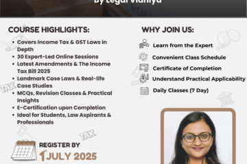 30- Days Certificate Course on Taxation Law by Legal Vidhiya [Register by 01 July 2025]