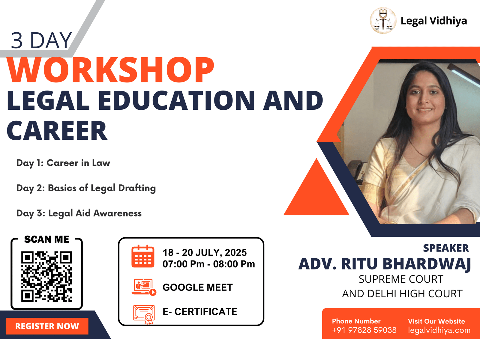 3-Day Workshop on Legal Education and Carrer by Legal Vidhiya [18 – 20 July 2025]