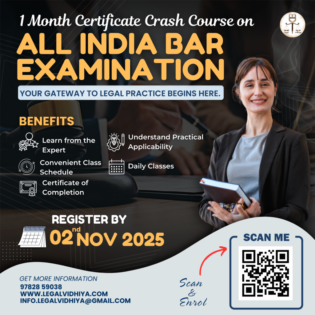 1 Month Certificate Crash Course on AIBE by Legal Vidhiya [Register by 02 November 2025]