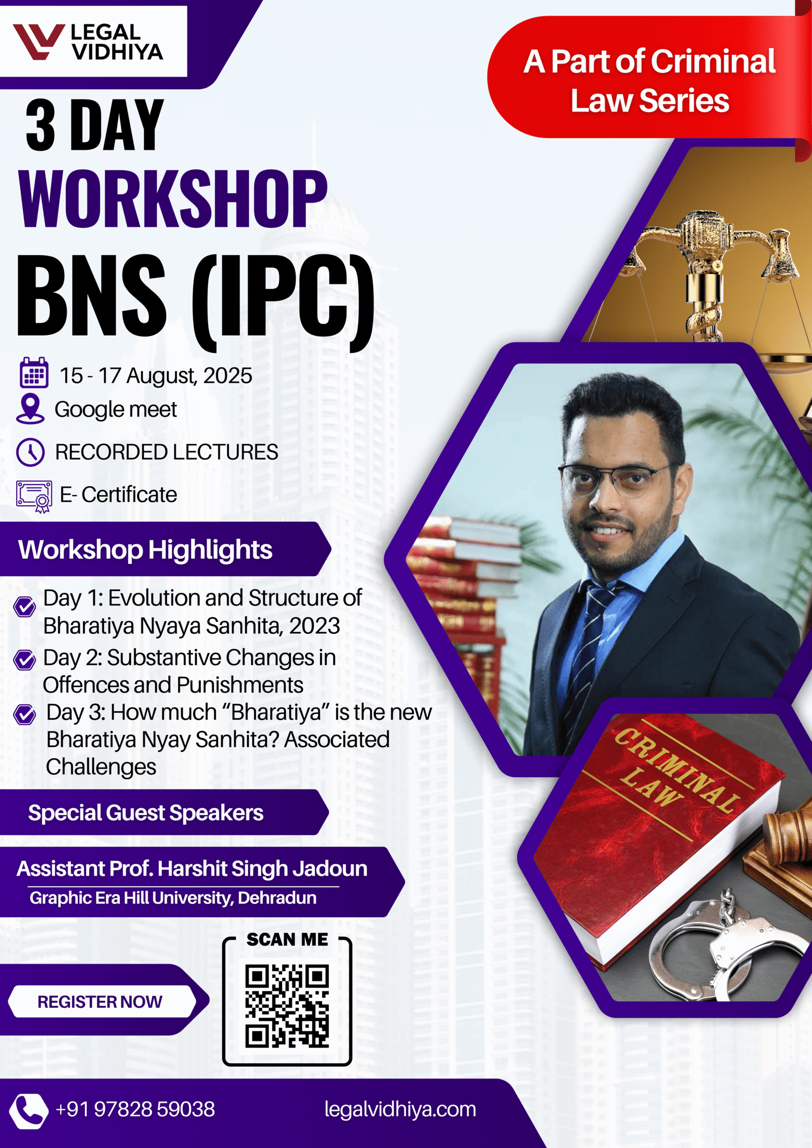 3-Day Workshop on Bharatiya Nyaya Sanhita (BNS) by Legal Vidhiya [15 – 17 August 2025]