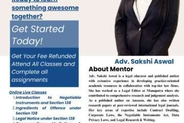 Negotiable Instruments (NI) Drafting Internship Opportunity at Legal Vidhiya: Apply by August 29 (Money Back Gurantee)