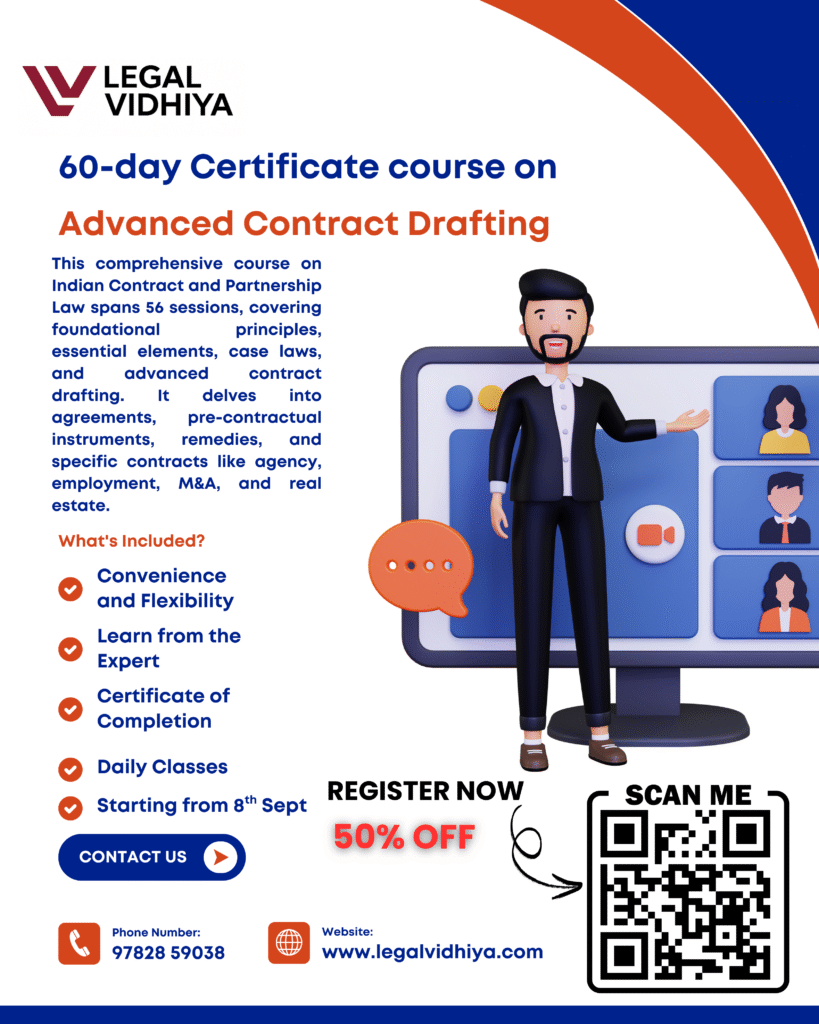 60- Days Certificate Course on Advanced Contract Drafting by Legal Vidhiya [Register by 08th September 2025]