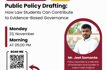 Free Live Webinar on PUBLIC POLICY DRAFTING: HOW LAW STUDENTS CAN CONTRIBUTE TO EVIDENCE- BASED GOVERNANCE by Legal Vidhiya [23 Nov 2025 at 05:00 PM]