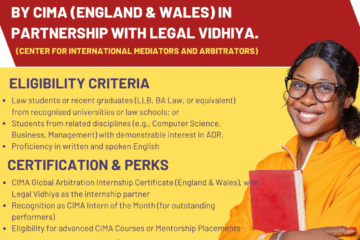 3-Week Global Arbitration Internship Programme by CIMA (England & Wales) in Partnership with Legal Vidhiya