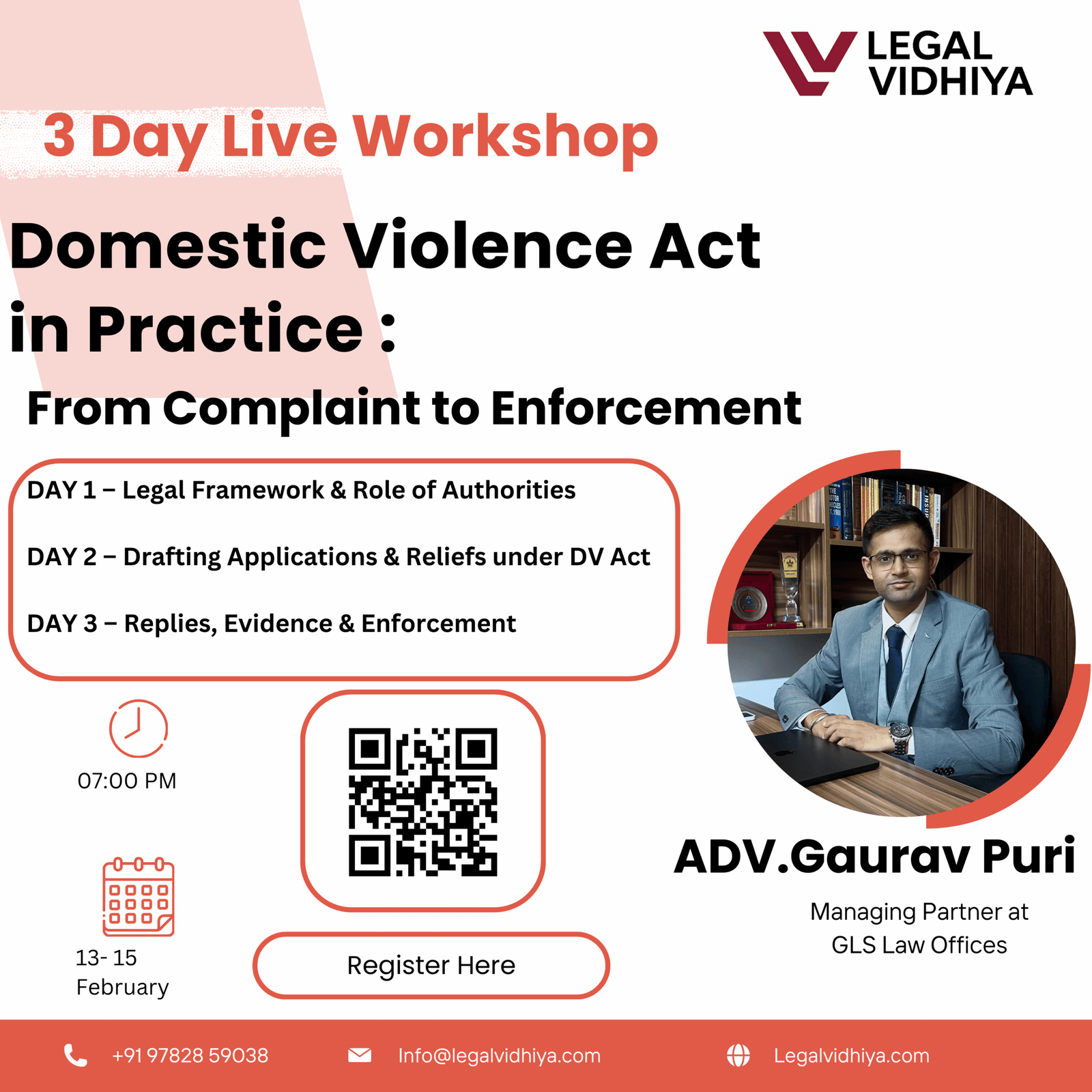 3 Day live Workshop Domestic Violence Act in Practice from Complaint to ...