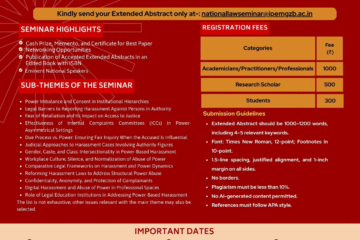 NATIONAL SEMINAR on “HARASSMENT: POWER DYNAMICS, LEGAL FRAMEWORK AND REPORTING BARRIERS” Organized by IPEM LAW ACADEMY, GHAZIABAD, UP in collaboration with BBS Group of Institutions, Prayagraj