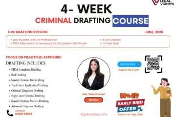 CERTIFICATE COURSE ON CRIMINAL DRAFTING BY LEGAL VIDHIYA REGISTER BY 06 JUNE 2026 