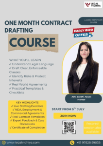 CERTIFICATE COURSE ON CONTRACT DRAFTING BY LEGAL VIDHIYA REGISTER BY 05 JULY 2026 
