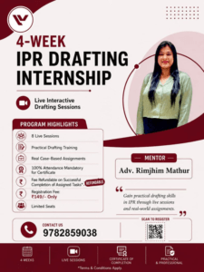IPR DRAFTING INTERNSHIP OPPORTUNITY AT LEGAL VIDHIYA: APPLY BY JULY 7