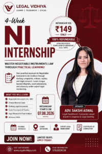 NI DRAFTING INTERNSHIP OPPORTUNITY AT LEGAL VIDHIYA: APPLY BY AUGUST 7