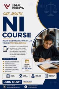 CERTIFICATE COURSE ON NEGOTIABLE INSTRUMENTS BY LEGAL VIDHIYA REGISTER BY 07 AUGUST 2026