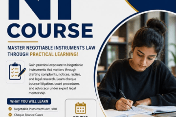 CERTIFICATE COURSE ON NEGOTIABLE INSTRUMENTS BY LEGAL VIDHIYA REGISTER BY 07 AUGUST 2026 