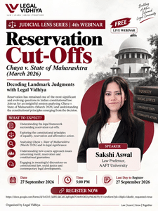 WEBINAR ON RESERVATION CUT- OFFs [Chaya vs state of Maharashtra 2026,27th SEPTEMBER 2026 at 5:00 PM]