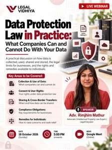 WEBINAR ON  “DATA PROTECTION LAW IN PRACTICE [18th OCTOBER at 5:00 pm ]